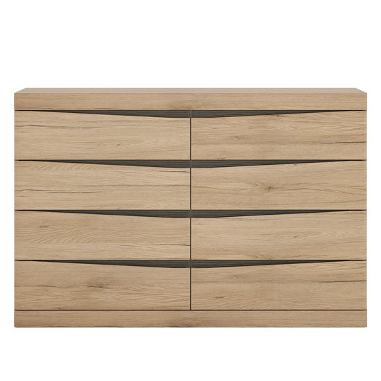 Product photograph of Kenstoga Wooden Chest Of Drawers In Grained Oak With 8 Drawers from Furniture in Fashion