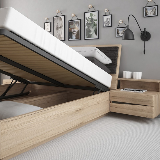 Kenstoga Wooden Lift Up Double Bed In Grained Oak Furniture in Fashion