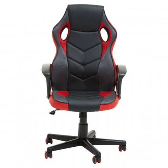 Katy Racer Faux Leather Gaming Chair In Black And Red_2