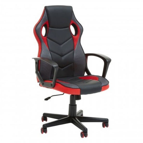 Katy Racer Faux Leather Gaming Chair In Black And Red_1