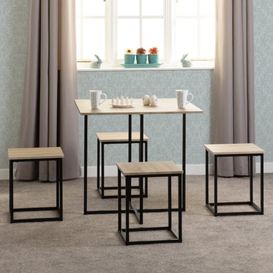 Product photograph of Koror Wooden Stowaway Dining Set In Sonoma Oak Effect from Furniture in Fashion
