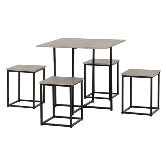 Koror Wooden Stowaway Dining Set In Stone Effect