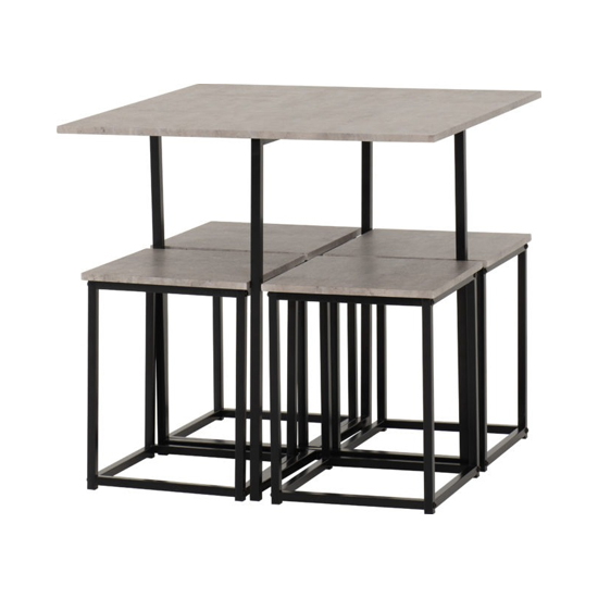 Koror Wooden Stowaway Dining Set In Stone Effect