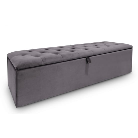 Kenton Contemporary Chenille Fabric Blanket Box In Light Grey