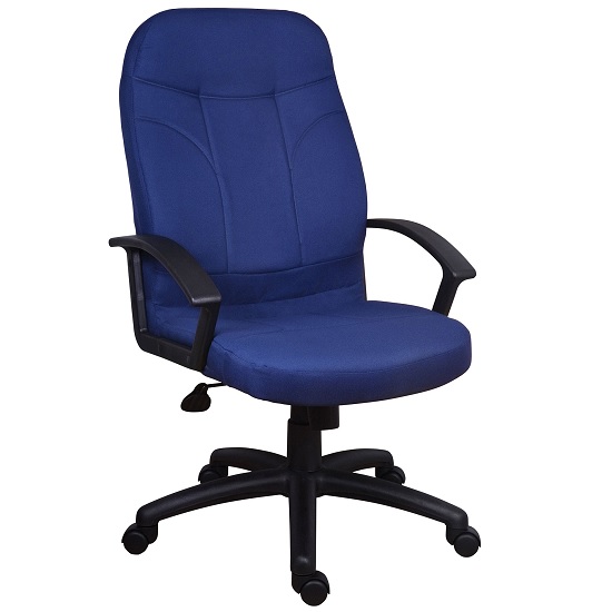 Kenton Fabric Executive Office Chair In Blue With Castors FiF