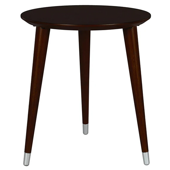 Kenton Round Wooden Side Table In Espresso