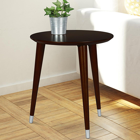 Photo of Kenton round wooden end table in espresso