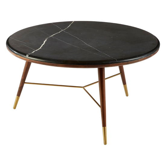 Kentona Dark Grey Marble Coffee Table With Dark Walnut Frame ...