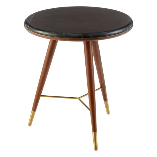 Kentona Dark Grey Marble End Table With Dark Walnut Frame Furniture