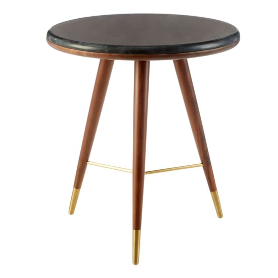 Kentona Dark Grey Marble End Table With Dark Walnut Frame