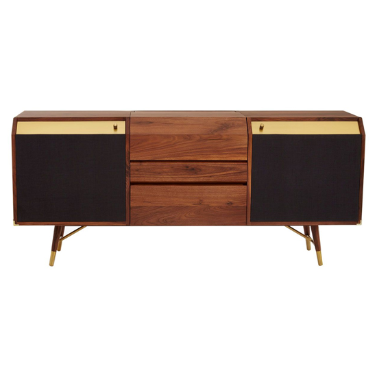 Kentona Wooden Sideboard With 2 Doors In Black And Walnut