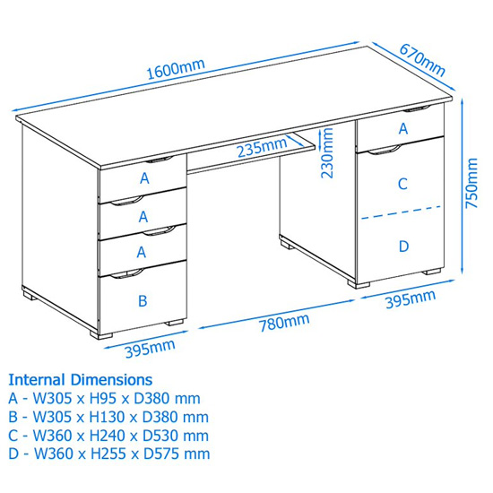 Kirkham Wooden Laptop Desk In Dark Oak And Gloss White