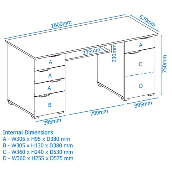 Kirkham Wooden Computer Desk In Light Oak And Grey Gloss