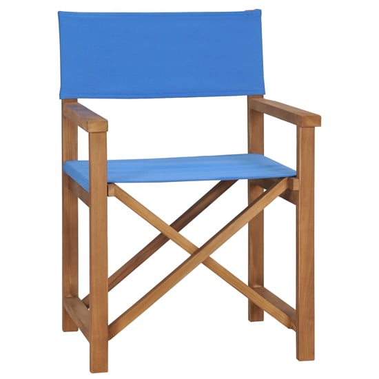 Photo of Kenya outdoor wooden directors chair in brown and blue