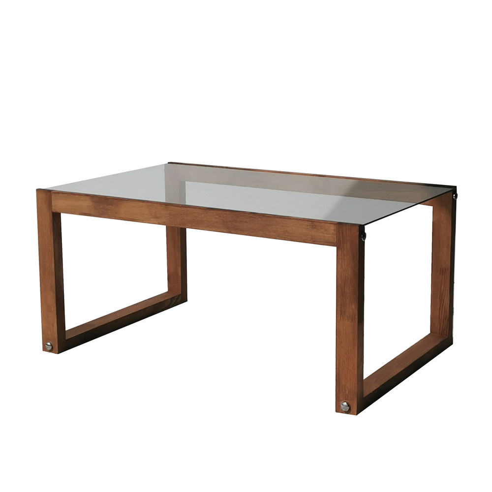 Kenza Brown Wooden Coffee Table with Glass Top