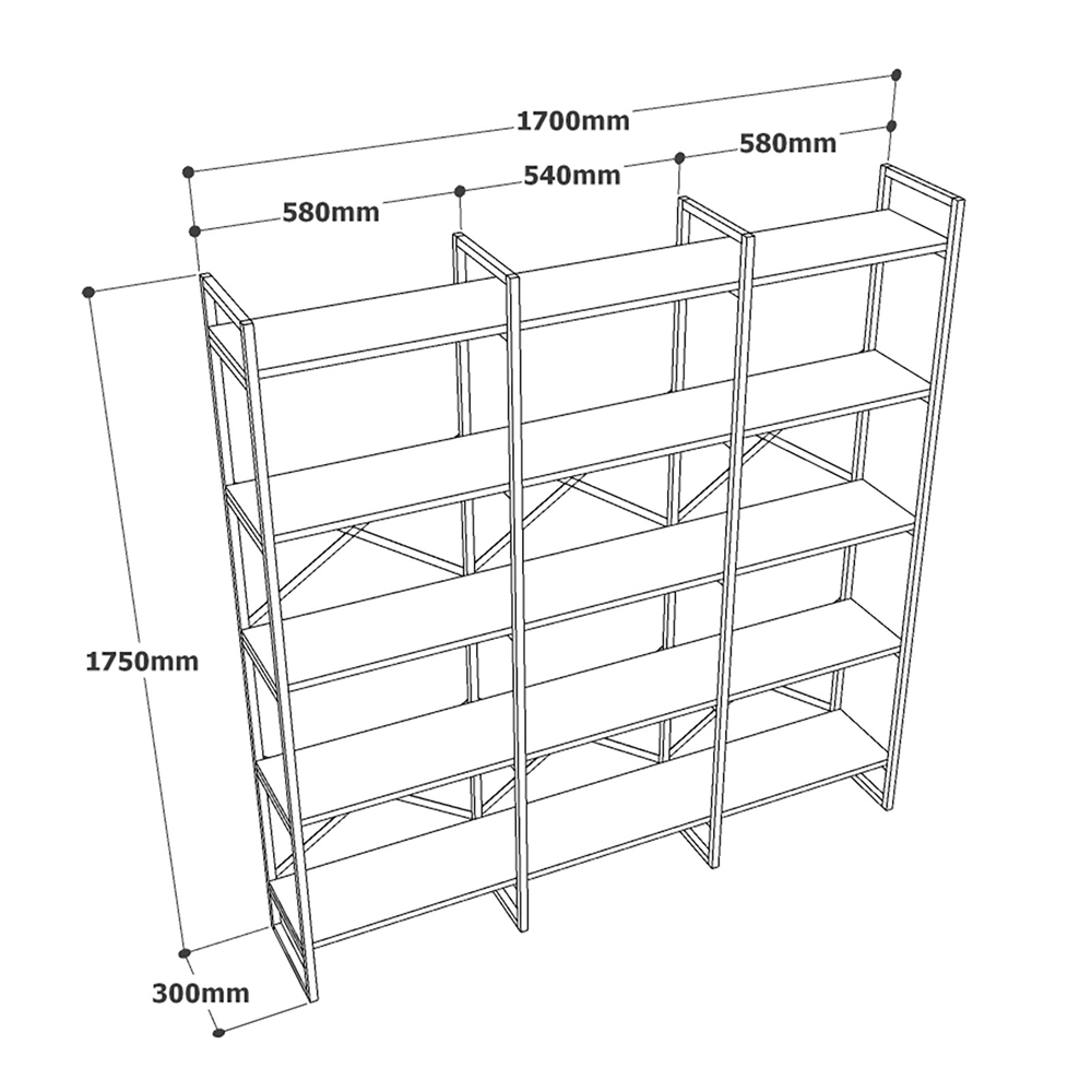 Kenza Large Wooden Display Unit with 5 Shelves in White Marble Effect