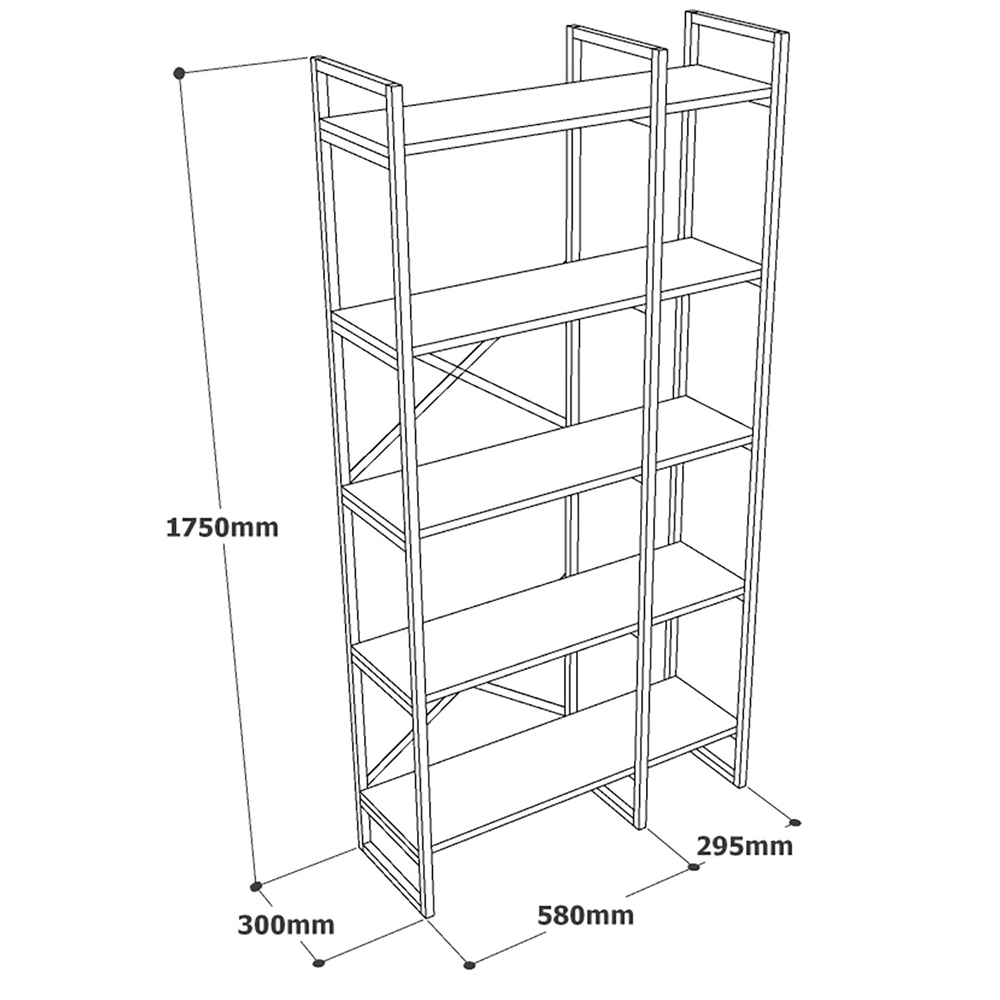 Kenza Medium Wooden Display Unit with 5 Shelves in White Marble Effect