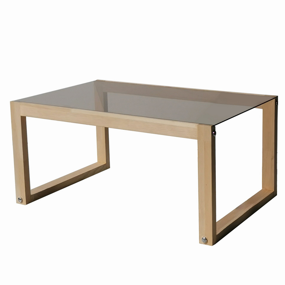 Kenza Natural Wooden Coffee Table with Glass Top