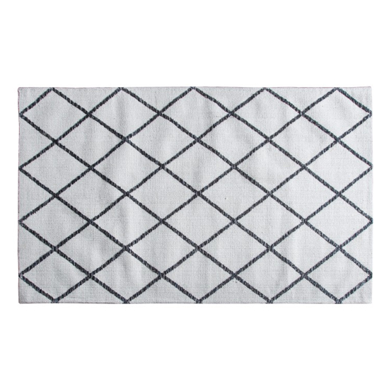 Kenza Small Fabric Upholstered Rug In Cream Charcoal