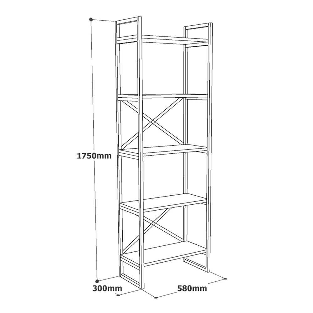 Kenza Small Wooden Display Unit with 5 Shelves in White Marble Effect
