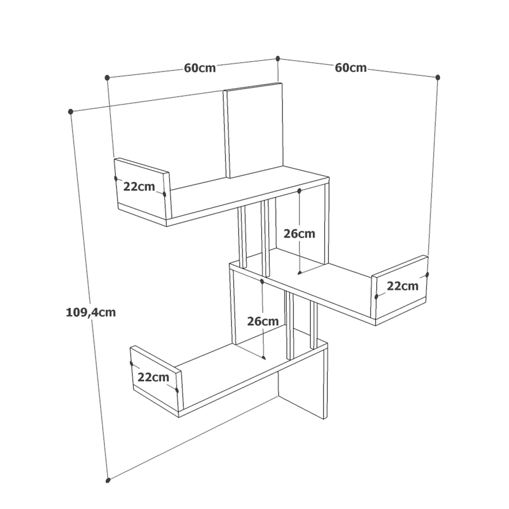 Kenza Wooden Wall Hung Shelving Unit in Atlantic Pine