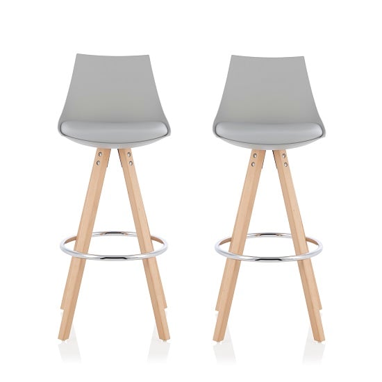 Kenzie Bar Stools In Grey Faux Leather Seat Pad In A Pair Furniture