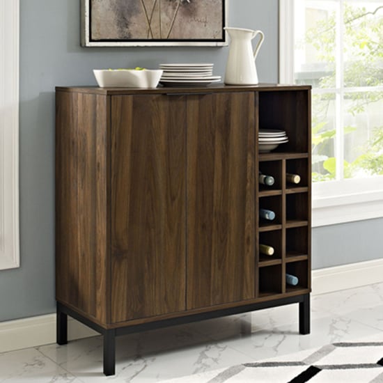 Read more about Keoni wooden bar cabinet with 2 doors in dark walnut