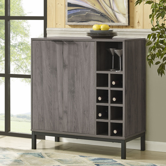 Keoni Wooden Bar Cabinet With 2 Doors In Slate Grey