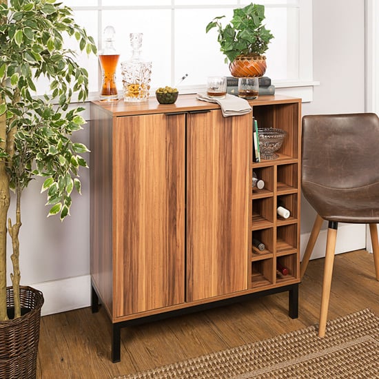 Product photograph of Keoni Wooden Bar Cabinet With 2 Doors In Teak from Furniture in Fashion