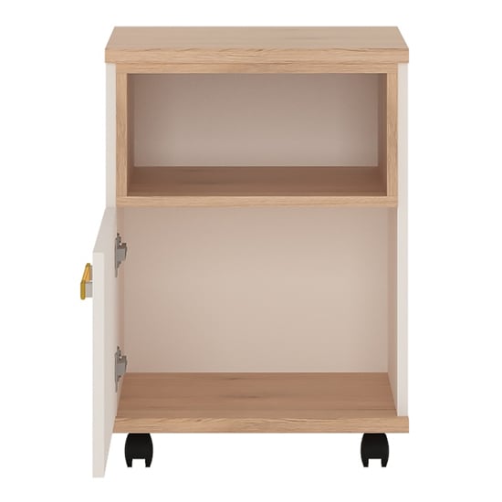 Kepo Wooden Office Pedestal Cabinet In White High Gloss And Oak_2