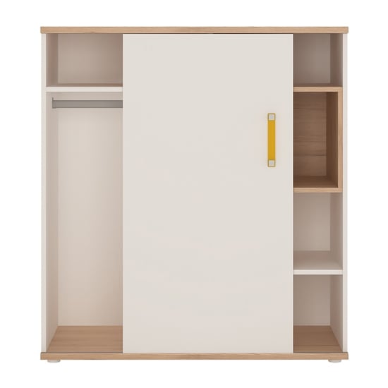 Kepo Wooden Low Storage Cabinet In White High Gloss And Oak_2