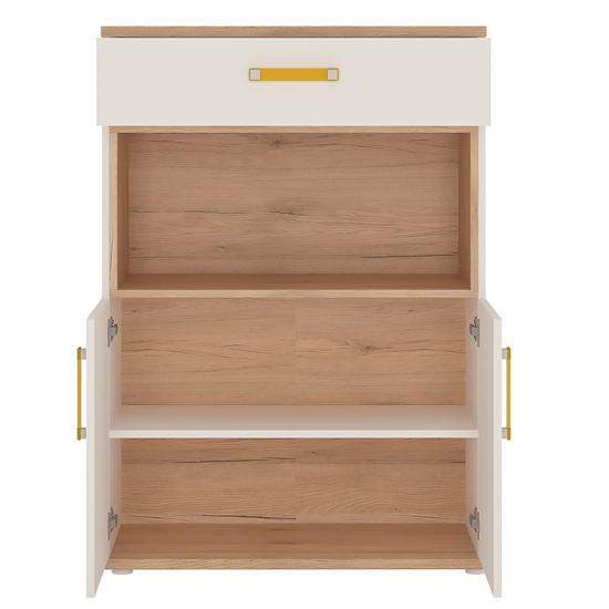 Kepo Wooden Storage Cabinet In White High Gloss And Oak_2