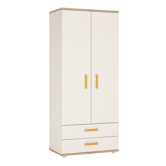 Product photograph of Kepo Wooden Wardrobe In White High Gloss And Oak from Furniture in Fashion