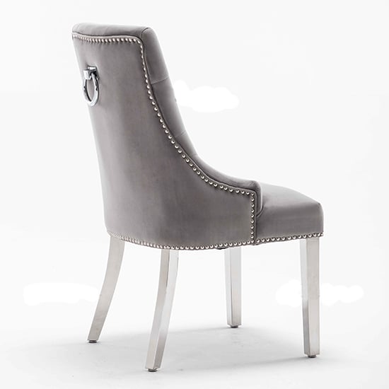 Kepro Knocker Light Grey Velvet Dining Chairs In Pair_3