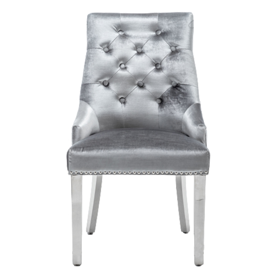 Kepro Knocker Back Velvet Dining Chair In Shimmer Grey_2