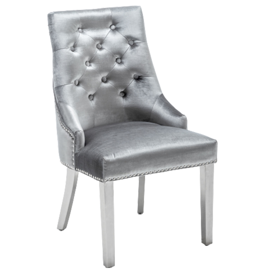 Kepro Knocker Back Velvet Dining Chair In Shimmer Grey_1