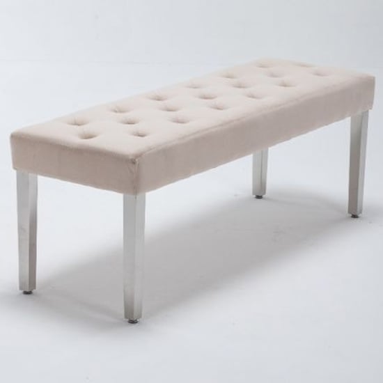 Read more about Kepro velvet upholstered dining bench in cream