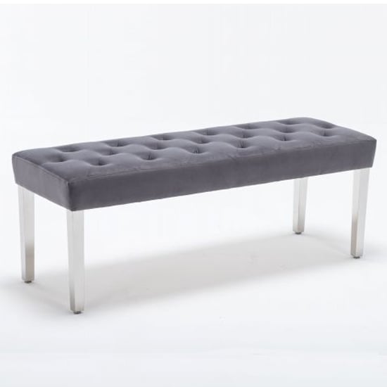 Kepro Velvet Upholstered Dining Bench In Dark Grey
