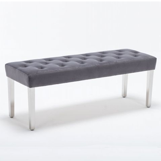 Kepro Velvet Upholstered Dining Bench In Dark Grey Furniture in Fashion