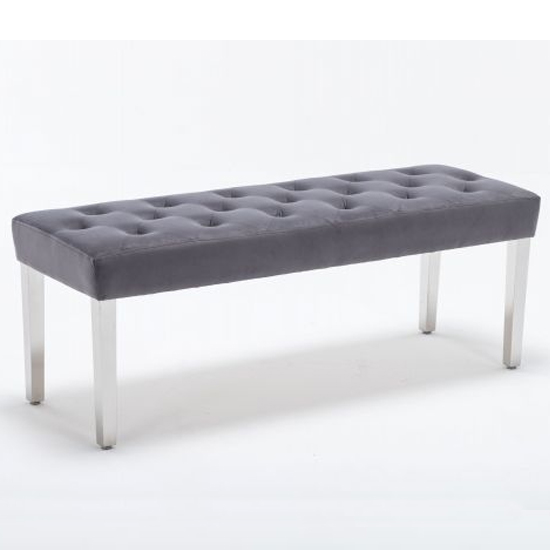 Kepro Velvet Upholstered Dining Bench In Light Grey Furniture in Fashion
