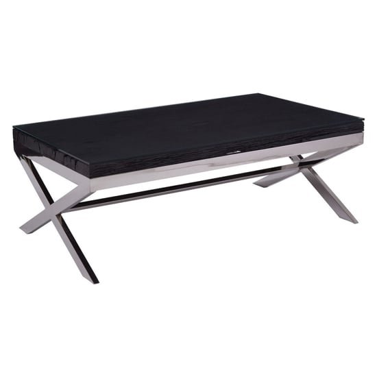 Read more about Kero glass top coffee table with cross base in black