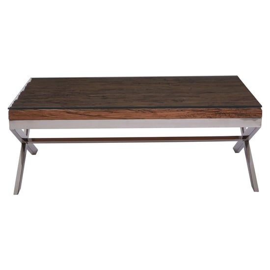 Kero Glass Top Coffee Table With Cross Base In Natural
