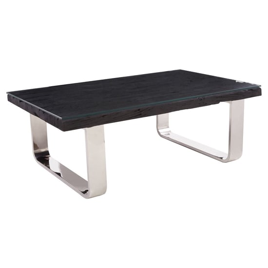Product photograph of Kero Glass Top Coffee Table With U-shaped Base In Black from Furniture in Fashion