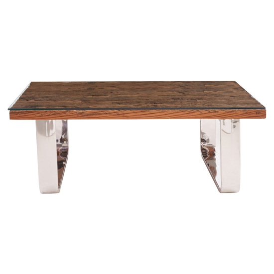 Kero Glass Top Coffee Table With U-Shaped Base In Natural