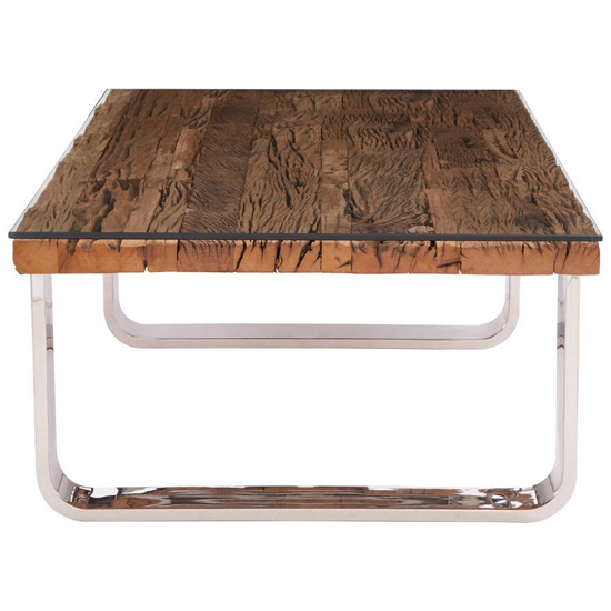 Kero Glass Top Coffee Table With U-Shaped Base In Natural