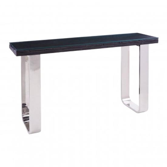 Kero Glass Top Console Table In Black With UShaped Base FiF