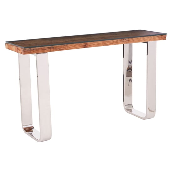 Kero Glass Top Console Table With U-Shaped Base In Natural_2