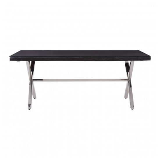 Kero Glass Top Dining Table In Black With Cross Base_2
