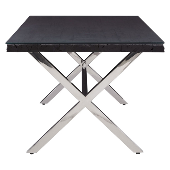 Kero Glass Top Dining Table With Cross Base In Black_3