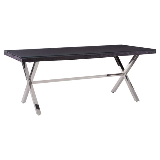 Kero Glass Top Dining Table With Cross Base In Black
